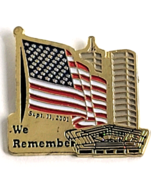 Sept. 11 2001 We Remember Pin Twin Towers Pentagon Flag USA Memorial A&amp;P... - $12.99