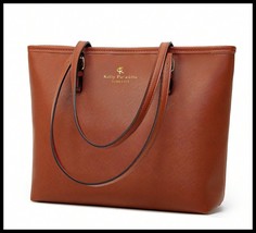 NEW Women&#39;s Kelly Paradise Large Brown/Gold Shopper Tote Business Bag - £15.62 GBP