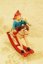 Silvestri Christmas Tree Ornament Old World Boy Horn Rocking Horse Vintage - $14.84