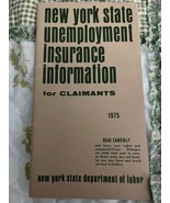 New York State Unemployment Insurance for Claimants 1975 booklet - £13.37 GBP