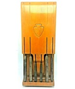 Vintage Ekco Flint Arrowhead Vandadium 6-Knife Set in Hanging Block EUC - $751.72 MXN