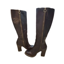 BCBG BCBGeneration Dark Brown Leather Size 8M Heeled Boot Zipper - £39.11 GBP