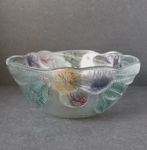 Luminarc Chataignier Embossed Floral Pattern 9&quot; Glass Salad Fruit Bowl - $19.80