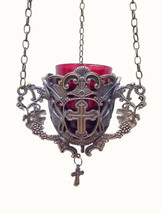 Christian Cross &amp; Vine Design Wall Hanging Greek Byzantine Chains Vigil ... - $68.52