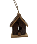 Rustic Farmhouse Cabin Wooden Bird House - Wood Bark Hanging Perch - $20.36 CAD