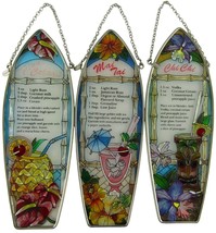 AMIA Studios Surfboard Cocktail Suncatcher Window Art Lot of 3, Chi Chi, Mai Tai - £20.79 GBP