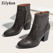 Autumn Winter Motorcycle Western Cowboy Boots Women Soft PU leather Short CossaH - £44.88 GBP