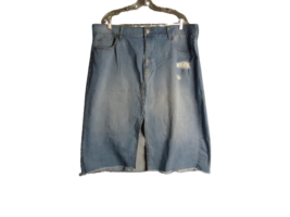 SO Brand Denim Midi Skirt Light Wash Distressed Raw Hem With Slit Size 2... - $18.81