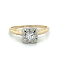 1/5 ct Diamond Solitaire Engagement Ring REAL Solid 14 K Gold 2.0 g Size 5.25 - £391.61 GBP