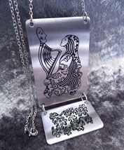 Necklace &quot;Harpist in black&quot; -Stainless steel 316L  - £36.80 GBP