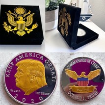 2020 Gold and Silver Plated President Trump Coin Keep America Great with case - £15.50 GBP