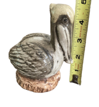 Vintage Pelican Figurine Sitting Gray Bird Ceramic Country Core 4.5&quot; Birds Decor - £12.35 GBP