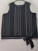 JL Jules &amp; Leopold Tank Top Women XL Black Stripe Sleeveless Round Neck Knot Hem - $18.45