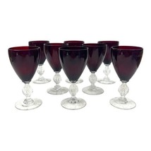 Set of 8 Cambridge Aurora Carmen Ruby Wine Glasses 4-5/8&quot; Vintage Elegan... - $114.78