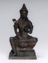 Vishnu Statue - Antique Thai Style Seated Bronze 23cm/9&quot; - £388.92 GBP