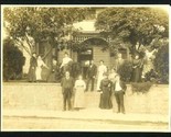 Family In Front of Their Home Vintage 10&quot; x 11&quot; Photograph on Backing Bo... - $19.85