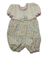 Vtg Jo Lene Floral Jumpsuit Baby Bubble Romper One Piece Easter Knit Upp... - $19.99