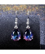 18K White Gold Plated Colorful Gemstone Earrings for Women - £9.55 GBP