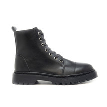 Vegan ankle boot combat ranger style on black vegan leather with Zip &amp; N... - $94.80+