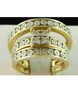 3Ct Simulated VVS1 Diamond His/Her Wedding Trio Ring Set 925 Silver Gold... - $203.51 CAD