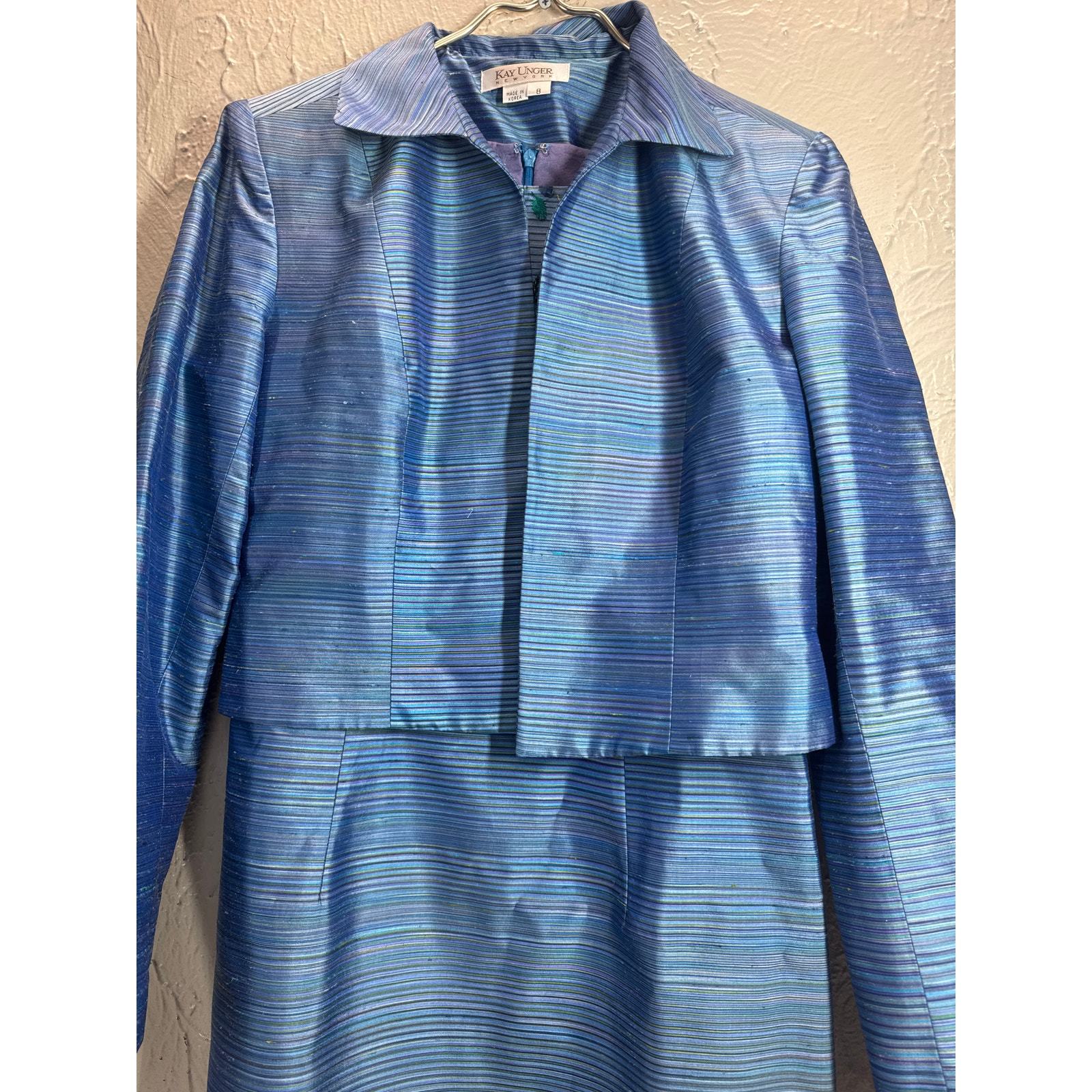 Kay Unger Womens Silk Beaded A-Line Dress With Jacket Outfit Evening Glam Size 8 Item image 5