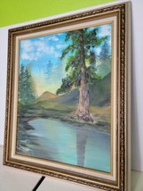 Vintage Oil Painting Canvas Framed Mountains Trees Forest Lake Tom Williams Vtg - £142.27 GBP