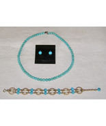 VINTAGE LOT OF 3 NATURAL TURQUOISE BEADED NECKLACE+EARRINGS+ADJUSTABLE B... - £45.94 GBP