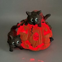 Sound Activated Light &amp; Sound Halloween Decor Jack O&#39;Lantern &amp; Black Cats - £19.87 GBP