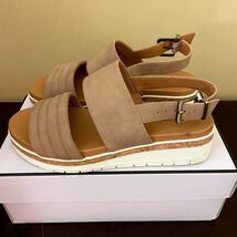 Adrienne Vittadini Sport Womens Taupe Platform Slingback Sandals Buckle ... - $34.84