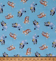 Cotton Bluey and Bingo Dogs Kids Characters Blue Fabric Print by Yard D766.84 - £9.55 GBP