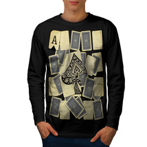 Ace of Spades Card Casino Tee Gamble Art Men Long Sleeve T-shirt - $14.99