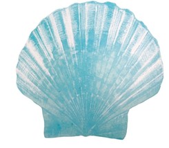 Blue Scallop Shell Placemats Set of 4 Vinyl Summer Beach House Foam Nautical   - £29.27 GBP