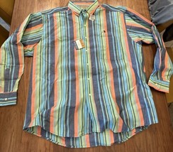 Duck Head Men&#39;s Long Sleeve Multi Striped Button Down Shirt 90s Vintage NWT USA - £24.89 GBP