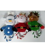 Lot of 3 Pet factory Holiday Santa Plush With Rope Dog Toy, Squeeks 12 in. - £19.92 GBP