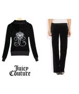 Vintage Juicy Couture Black Velour original velour jacket &amp; pants Set XL - $891.00