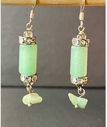 Vintage Silver Untreated Jadeite Dangle Earrings  - $799.99