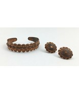 Vintage Native Southwest Concho Solid Copper Cuff Bracelet &amp; Screw Back ... - $52.20