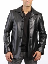 Leder Jacke Blazer Mantel S Herren Knopf Zwei Echt Für Slim Schwarz Lammleder 6 - £78.91 GBP+