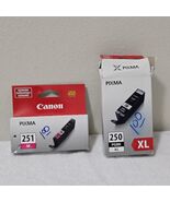 Canon PGI-250XL Black + CLI-251 Magenta Ink Cartridge Lot Genuine PIXMA OEM - $527.27 MXN