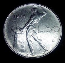 Moneta Coin ITALIA Repubblica Italiana 50 Lire Vulcano 1972 - £2.60 GBP