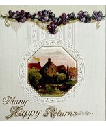Happy Returns Birthday Greeting Postcard 1913 Farmhouse Germany Embossed... - €17,15 EUR