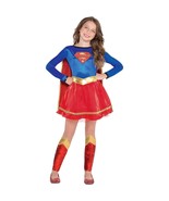 Supergirl Girls Dress Child Age 8 to 10 Medium 4 Piece Costume Amscan New - $27.95