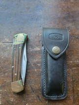 BUCK 110 Folding Lockback Ebony Wood + Black Leather Sheath 2016 NEW - $49.49