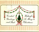 Cordial Greetings Merry Christmas Tree Embossed Winsch Back 1918 Postcard - $3.91