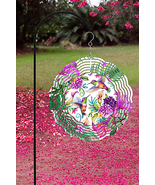 Double-Sided Hummingbirds Wind Spinner In Purple, Pink, And Green - $31.95