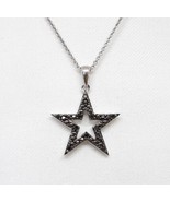 Genuine .22ctw Fancy Black Diamond 925 Sterling Silver Star Necklace - £98.55 GBP