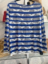 ETRO White &amp; Blue Striped Long Sleeve Knit Sweater Top Sz 46 $920 - $227.60