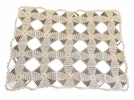 Crochet Doily 12 in x 15 in Rectangle Handcrafted Placemat Tabletop Vintage - £9.43 GBP