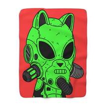 Cat Ears Armored Green Future Alien Cyborg Machine Visitor Sherpa Fleece Blanket - $58.90+