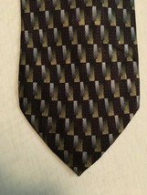 NEW Louis Roth Brown Geometric Retro Silk Long Tie - NEVER WORN - £5.31 GBP